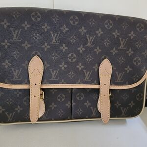 Elegant Monogram Black and Tan Men's Messenger Bag